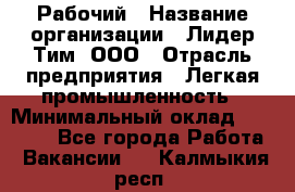 Рабочий › Название организации ­ Лидер Тим, ООО › Отрасль предприятия ­ Легкая промышленность › Минимальный оклад ­ 27 000 - Все города Работа » Вакансии   . Калмыкия респ.